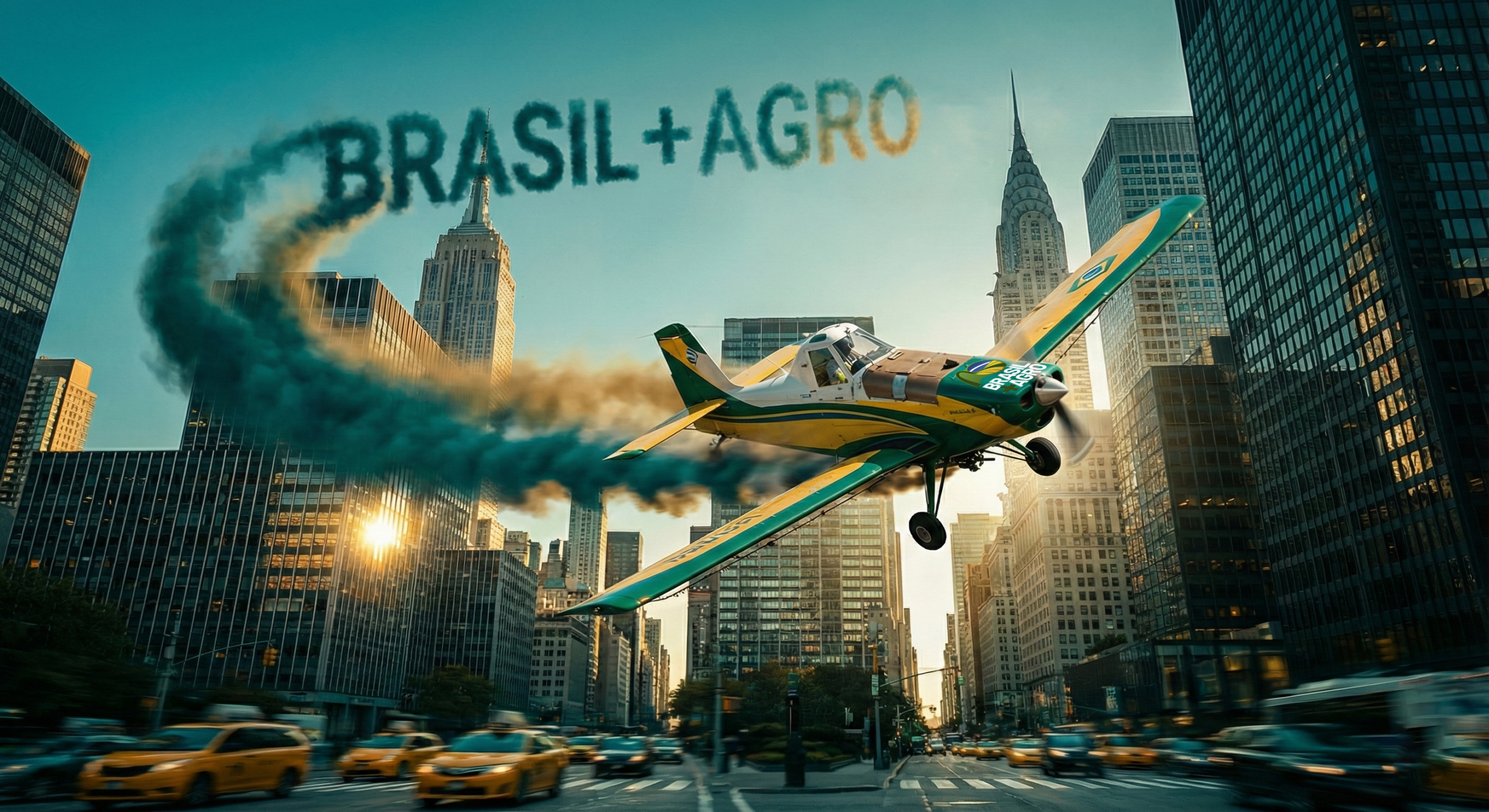 AVIÃO AGRÍCOLA SOBREVOLANDO MANHATTAN